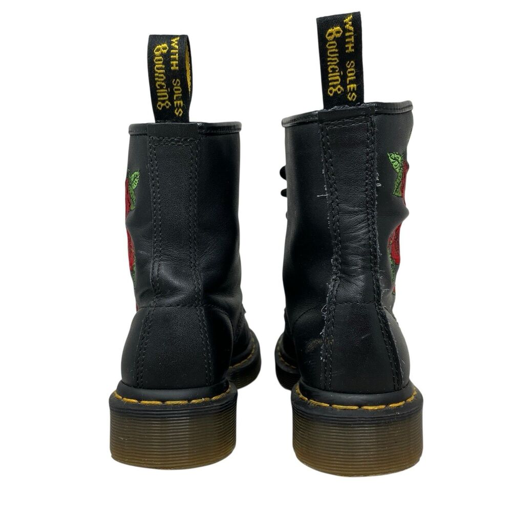 Dr Martens Black Leather 1460 Vonda Roses Floral Combat Embroidered Boots - Picture 5 of 15